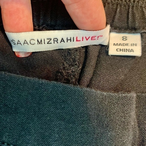 Isaac Mizrahi Live! Pants Sz 8 Black Cotton Rayon Spandex Ankle Length Side Slit - Picture 7 of 12